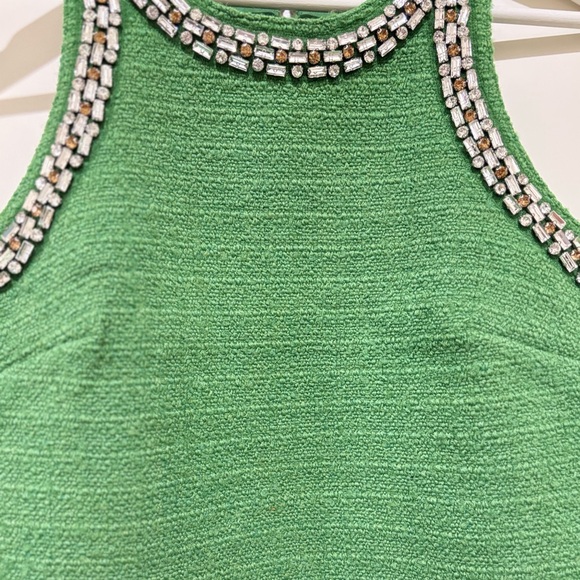 J. Crew Green Fields Rhinestone Embellished Sleeveless Tweed Tank Top Size 2 NWT - Picture 5 of 10